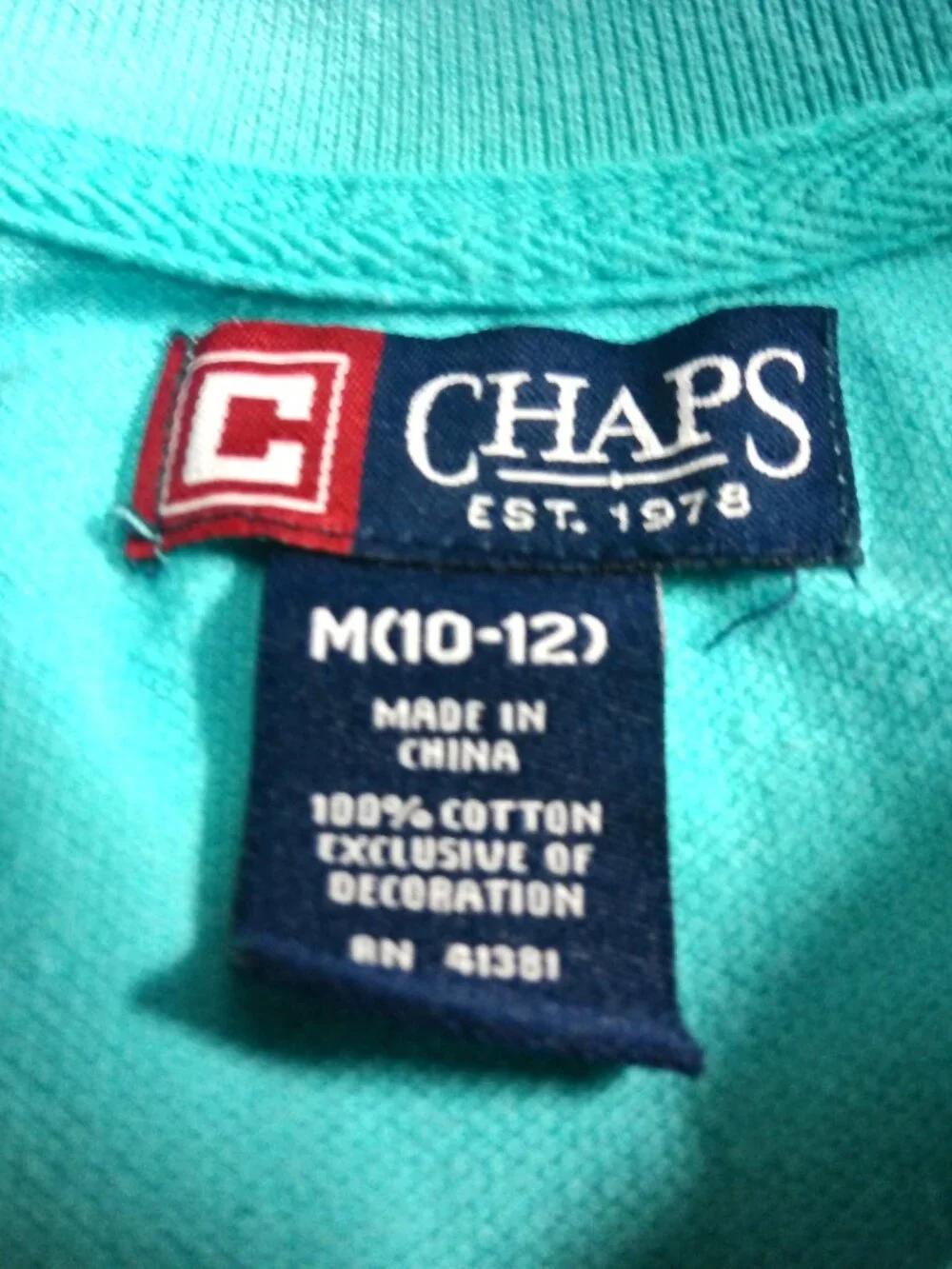 Chaps Polo Shirt Blue Boy's Size M (10-12) Collar Short Sleeves 100% Cotton